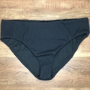 J Crew Scrunchie High-Rise Bikini Swim Bottom Size 3X Black BH482 NWT